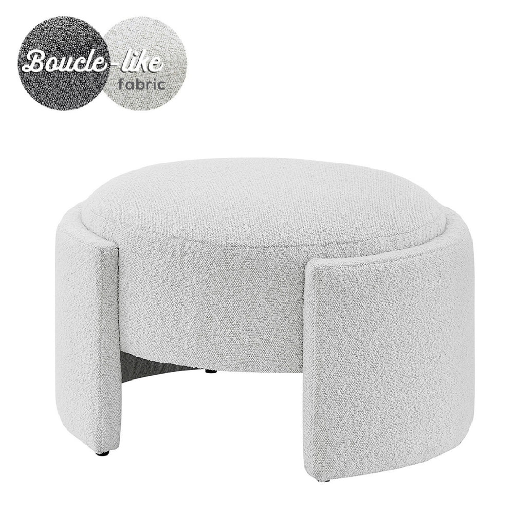 Felicia Fabric Ottoman, Boucle Beige