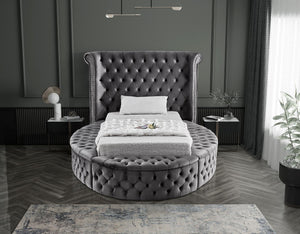 Lorena Twin Bed In Grey Velvet