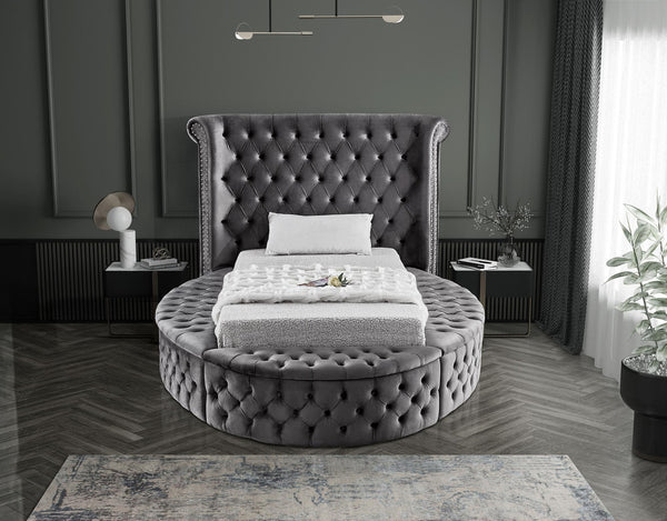 Lorena Twin Bed In Grey Velvet