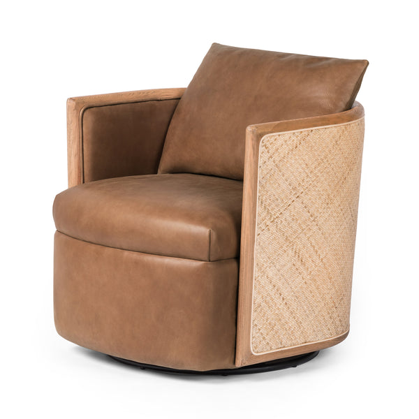Newbury Swivel Chair In Palermo Cognac