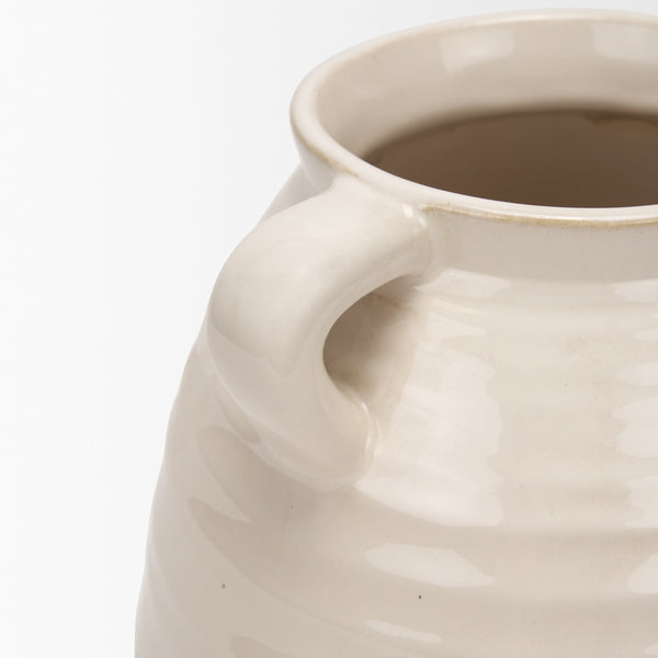 Tryna Large Beige w/ Matte Brown Ceramic Vase
