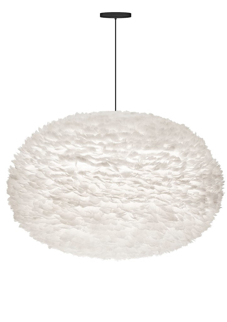 Eos XXL Hardwired Pendant in White with Black Cord