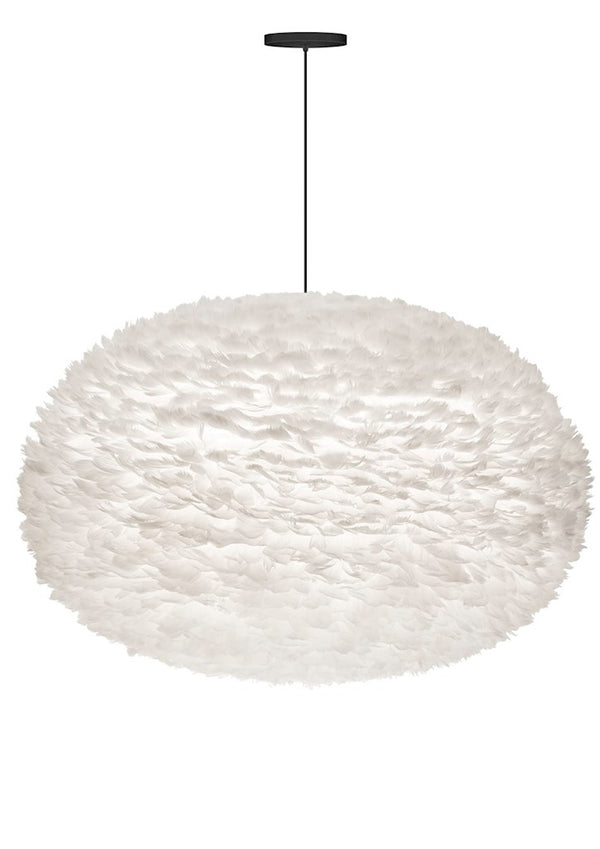 Eos XXL Hardwired Pendant in White with Black Cord