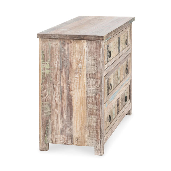 Baltim Reclaimed Wood 3Dwr Print Block Cabinet