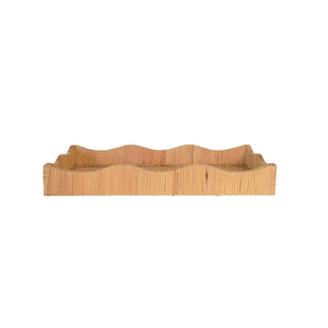 SMALL RECTANGLE SCALLOPED EDGE TRAY IN RATTAN