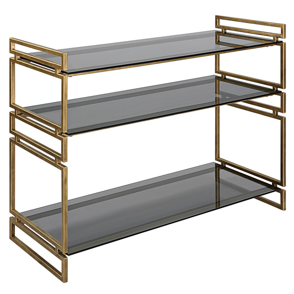 Stacked Up Gray Glass Console Table