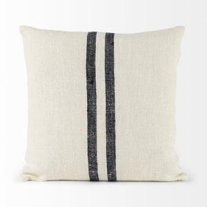 Sandra 18 x 18 Beige With Blue Stripes Decorative Pillow Cover