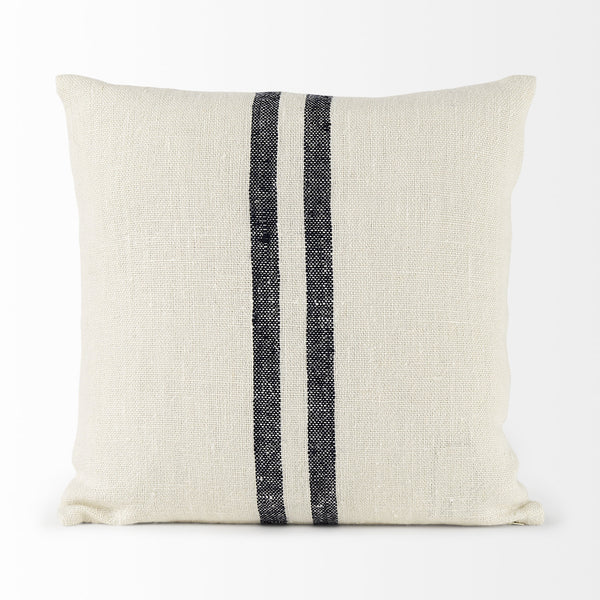 Sandra 18 x 18 Beige With Blue Stripes Decorative Pillow Cover