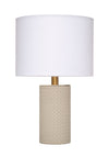 Roman Leather Table Lamp with Linen Shade, Grey