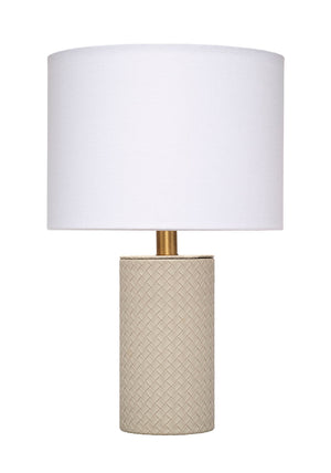Roman Leather Table Lamp with Linen Shade, Grey