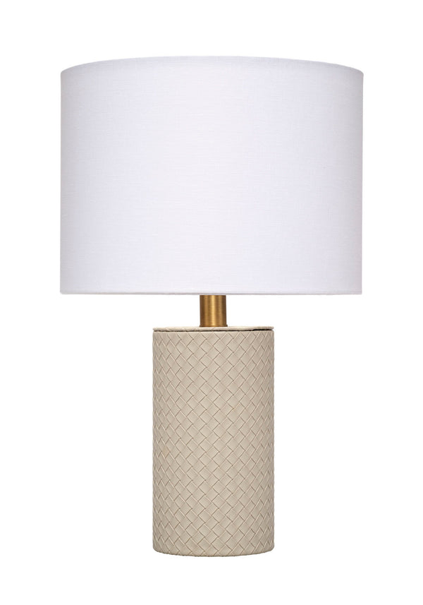 Roman Leather Table Lamp with Linen Shade, Grey