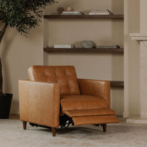 Moe's Bridgers Power Recliner Chair in Tan Leather