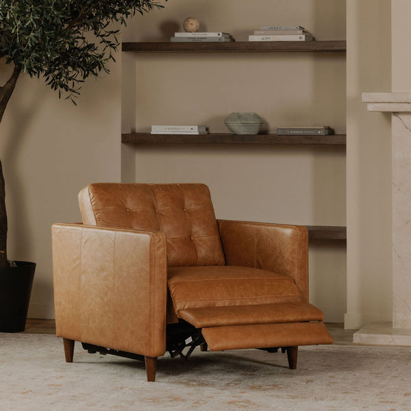 Moe's Bridgers Power Recliner Chair in Tan Leather