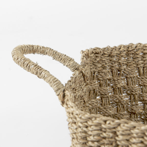 Emra 17.3L x 11.8W x 7.9H (Set of 3) Light Brown Seagrass Rectangular Basket W/ Handles