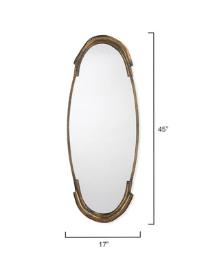 Margaux Metal Oval Wall Mirror, Antique Brass
