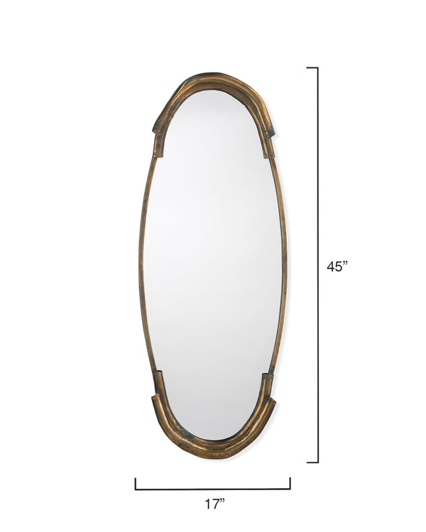 Margaux Metal Oval Wall Mirror, Antique Brass