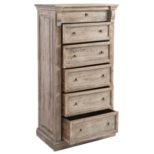 Adelaide Solid Wood 6-Drawer Chest in Natural Cream Wash