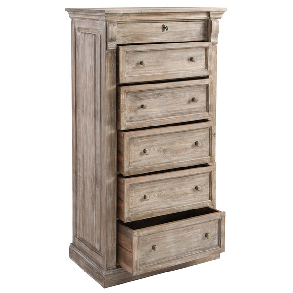 Adelaide Solid Wood 6-Drawer Chest in Natural Cream Wash