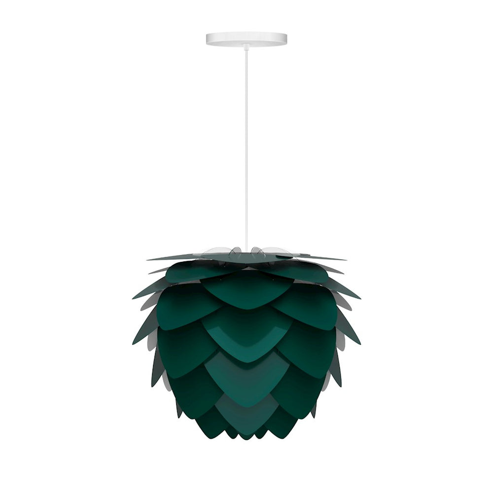 Aluvia Mini Hardwired Pendant in Forest with White Cord