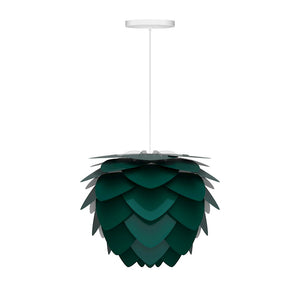 Aluvia Mini Hardwired Pendant in Forest with White Cord