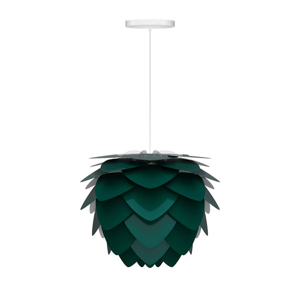 Aluvia Mini Hardwired Pendant in Forest with White Cord