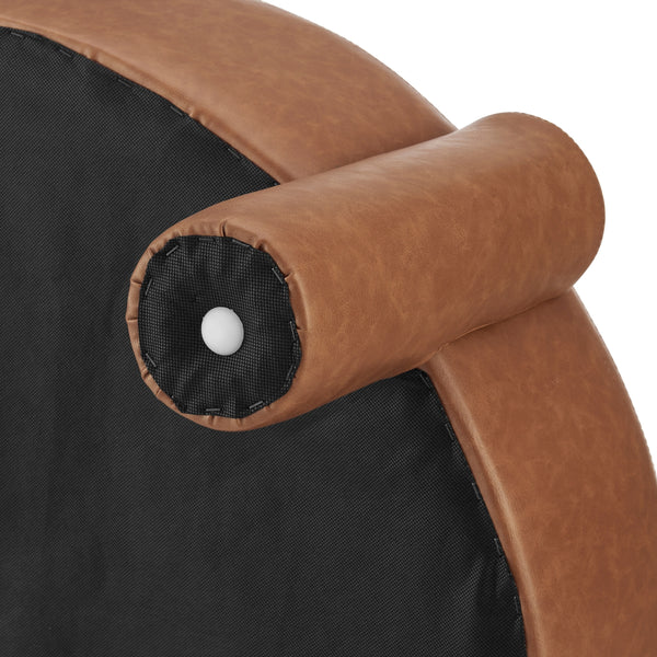 Elora Faux Leather Round Ottoman, Vintage Cider