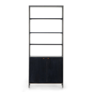 Trey Modular Wide Bookcase In Black Wash