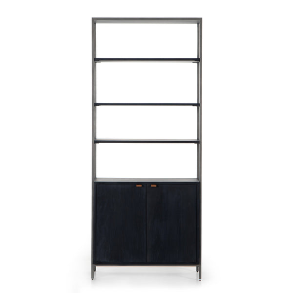 Trey Modular Wide Bookcase In Black Wash