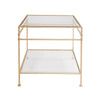 TWO TIER SQUARE TABLE WITH GLASS TOP IN HAMMERED GOLD LEAF