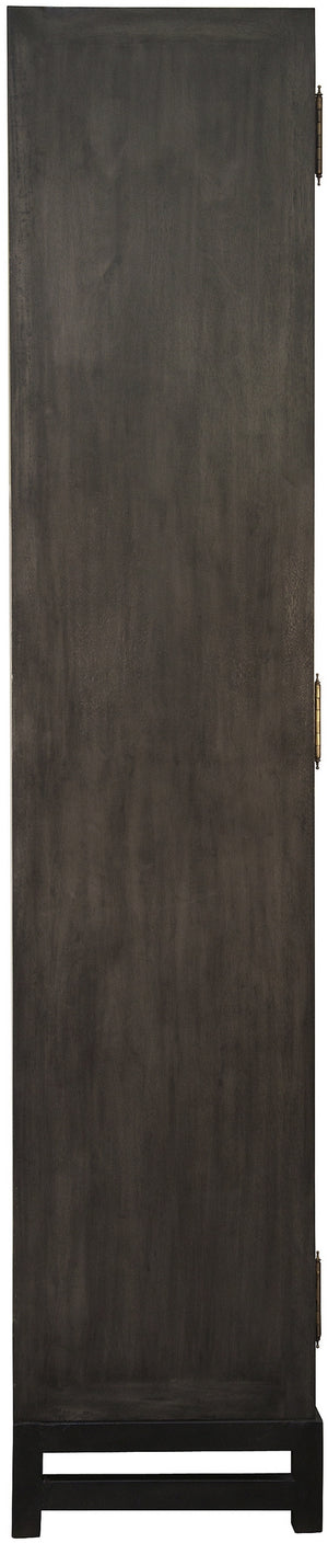 Maharadscha Hutch in Pale Mahogany and Veneer with Matte Black Industrial Steel Base and Brass Pulls