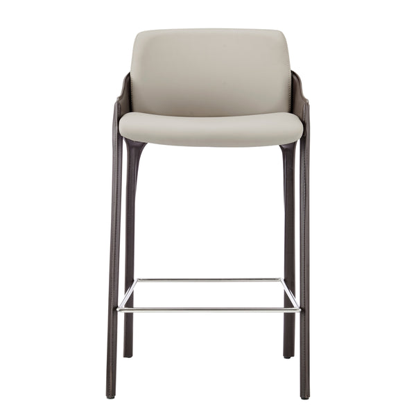 Stella Faux Leather Counter Stool, Taupe/Dark Brown