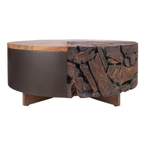 Brizo Reclaimed Teak Coffee Table, Natural/Nightfall Black