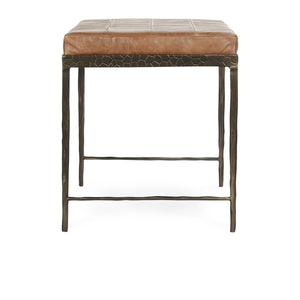 Malo Leather Bench with Hammered Iron Legs - Sedona Brown
