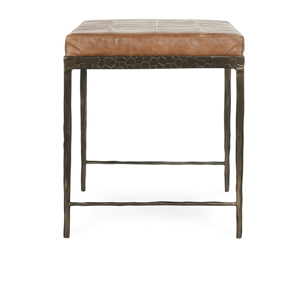 Malo Leather Bench with Hammered Iron Legs - Sedona Brown
