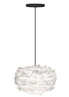 Eos Mini Hardwired Pendant in White with Black Cord