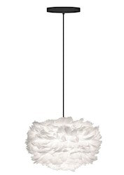 Eos Mini Hardwired Pendant in White with Black Cord