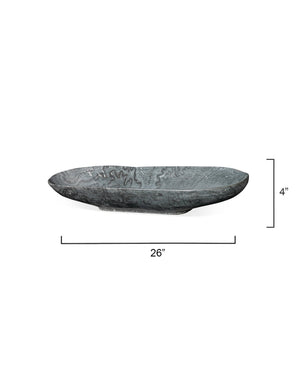Long Oval Marble Bowl, Grey