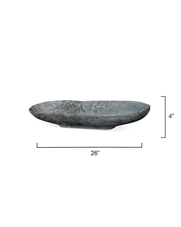 Long Oval Marble Bowl, Grey