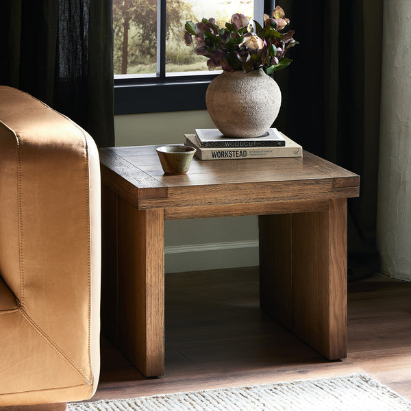 Warby End Table in Worn Oak Veneer