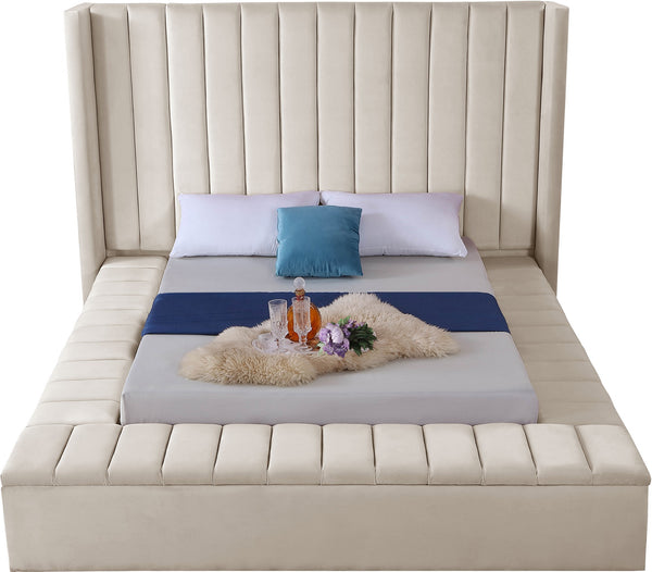 Joanne King Bed In Cream Velvet