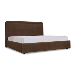 Simon Queen Storage Bed in Brown Upholstery