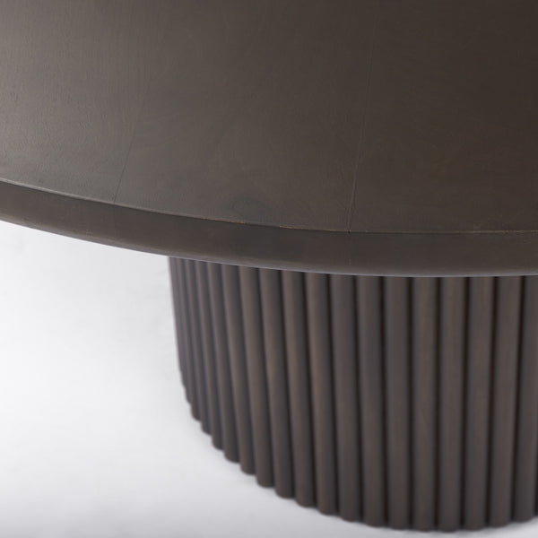 Terra 60L x 60W x 30H Dark Brown Wood Round Fluted Dining Table