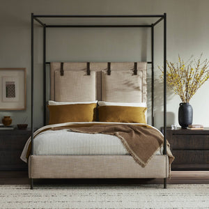 Leigh Canopy Queen Bed - Palm Ecru