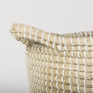 Maddie 13.8L x 13.8W X 15.0H (Set of 3) Light Brown W/Black Dipped Seagrass Round Basket W/ Handle