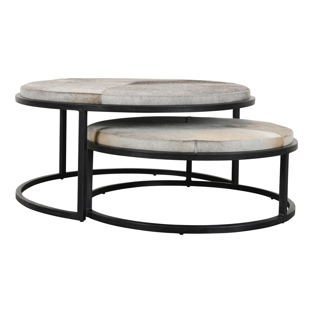 Hayword Hide-Covered Nesting Coffee Tables – Set of 2
