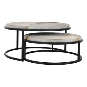 Hayword Hide-Covered Nesting Coffee Tables – Set of 2