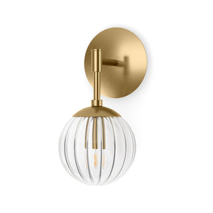 Sunset Sconce In Burnished Brass And Clear Ribbon Glass