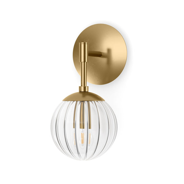 Sunset Sconce In Burnished Brass And Clear Ribbon Glass