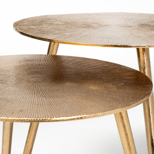 Reva III (Small) 16L x 16W Gold Round Top Cast Aluminum Accent Table