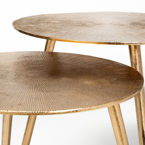 Reva III (Small) 16L x 16W Gold Round Top Cast Aluminum Accent Table